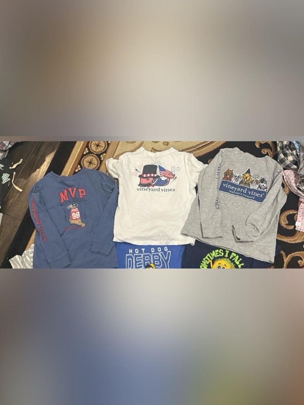 Vineyard Vines Kids Long-Sleeve Tee - White with Patriotic Whale Graphic
